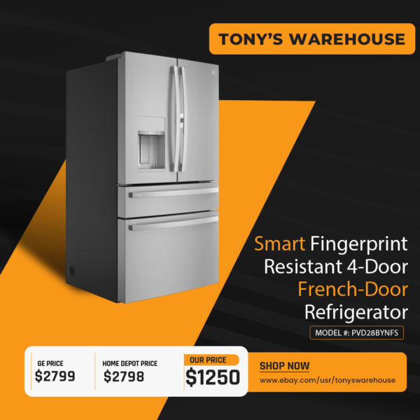 SMART FINGERPRINT RESISTANT 4 DOOR FRENCH DOOR REFRIGERATOR