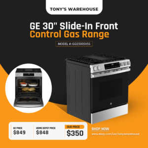 GE 30" Slide-in Front Control Gas Range